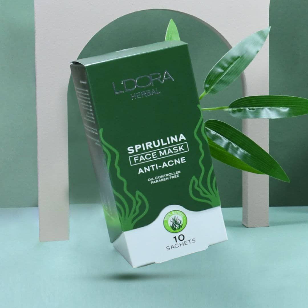 ماسک پودری اسپرولینا ضد جوش لدورا هربال 10عددی